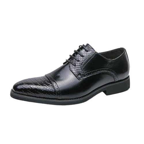 Mens Genuine Leather Oxfords Dress Shoes, Lace-up Leather Tuxedo Dress Shoes for Business Wedding