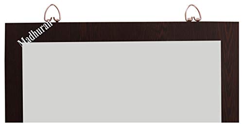 Image of Madhuran Sun Art Frameless Wall Hanging Small Size Mirror (30X35 CM,Wenge) Bathroom Bedroom Living Room wash Basin Girls Makeup face Home Decorative Items