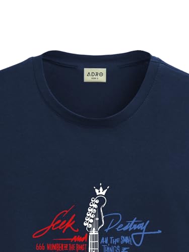 Image of ADRO Guitar Design Printed T-Shirt for Men - 100% Cotton, Regular Fit, Soft Breathable Fabric.