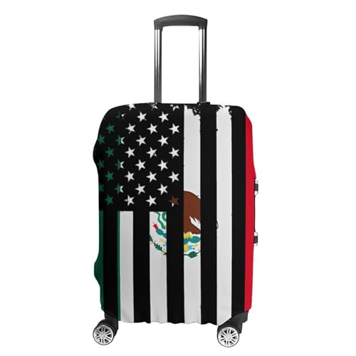 Mexico U.S.A. Friendship Flag Travel Luggage Cover for Suitcase 19-32 Inches Elastic Washable Baggage Protector