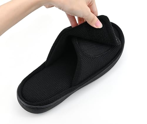Image of Panda Bros Adjustable House Slippers for Men Soft Open Toe Breathable Indoor Outdoor Slip on Slides Slippers with Memory Foam for Home Bedroom