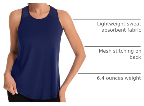 Image of Aeuui Womens Workout Tops for Women Racerback Tank Tops | Sleeveless, Crew Neck, Mesh Back, Lightweight, Breathable, Stretchy, Soft, Moisture Wicking, Yoga Athletic Running Gym Shirts