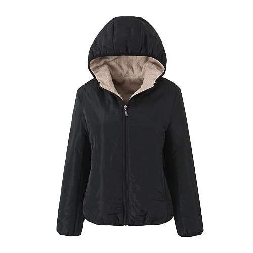 AQAYL Fleece Lined Hoodies for Women Zip up Quilted Jacket Slim