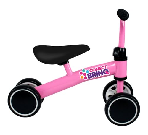 BICICLETA DE EQUILÍBRIO INFANTIL CARRINHO 4 RODAS PASSEIO MEGA COMPRAS (Rosa)