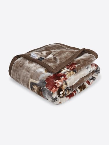 Image of Monte Carlo Double Bed Heavy Winter Blanket Emilia 2 Ply Cloudy 1050 GSM | 5.5 KG (240x220 CM), Brown