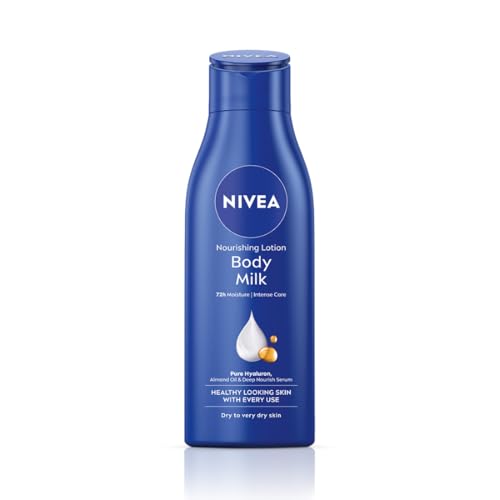 NIVEA Nourishing Body Milk 200ml Body Lotion with Deep Moisture Serum | 48 H Moisturization | With 2X Almond Oil | Smooth and Healthy Looking Skin |For Very Dry Skin