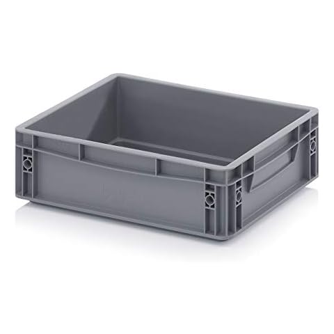 10 Litre 40 x 30 x 12cm Euro Stacking Heavy Duty Plastic Storage Containers Boxes Crates GREY Cover