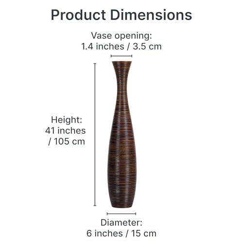 Image of Leewadee Large Floor Vase 41 inches Mango Wood for Pampas Grass, Dried Flowers