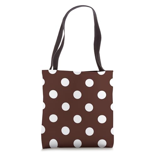 Bolso tote estético con estampado de lunares grandes marrones y blancos miniatura 1
