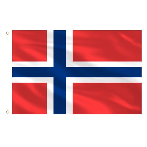 AhfuLife Norwegen Flagge 150 x 90 cm, 1 Stück Große Norwegisch Nationalflaggen Doppelseitig mit Messingösen für WM 2026 Footβall Party Feiern, Nationalfeiertag