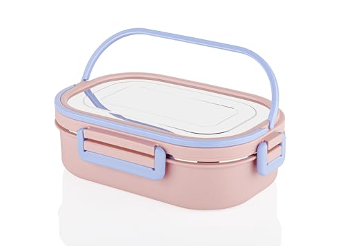 Image of RITU Big Belly Airtight Lunch Box with steel Insulated Plastic Large Container with 200ml Veggie Box|Leak -Proof|BPA-Free|Food Grade|Keeps Food Hot and Fresh for Hours|Ideal for School,Travel & office