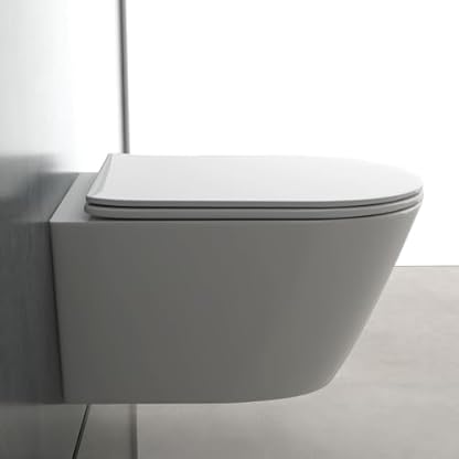 Alpenberger Hänge WC für Bad und Gäste WC | Moderne Toiletten | Kloschüssel mit Toilettendeckel mit Absenkautomatik | Wand WC Spülrandlos – Bild 4