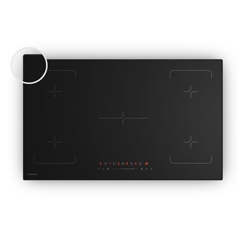 Klarstein Velaire Piano Induzione 90cm - 5 Zone con Boost 7200W, Touch Slider, Timer, Blocco Bambini & Calore Residuo, Vetro Nero, Piastra Induzione da Incasso, Design Minimalista