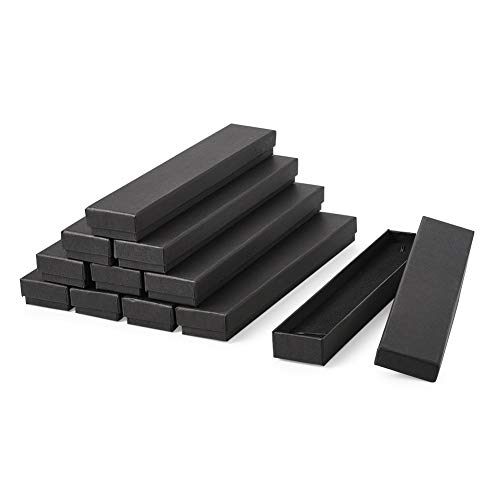 Craftdady Lot de 12 longues boîtes rectangulaires en carton noir avec couvercles, pour bracelets, colliers, montres, cadeaux, 21 x 4 x 2 cm Cover