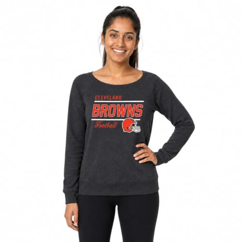 Team Fan Apparel NFL Womens Crew Neck Light Weight, Gameday Apparel, Slouchy Fit Raglan Crewneck Pullover for Women, Charcoal, Medium