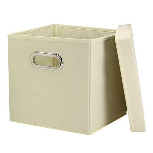 Image of Household Essentials 39-1 Decorative Storage Cube Set with Removable Lids | Natural | 2-Pack