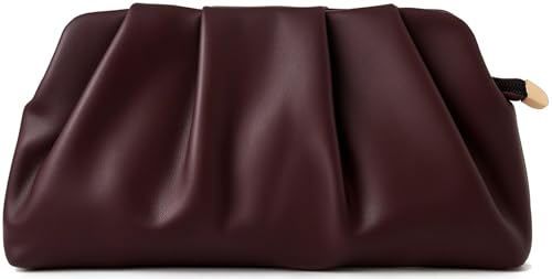 Image of Evening Bag for Women Ruched Clutch Purse Detachable Metal Chain Crossbody Bag