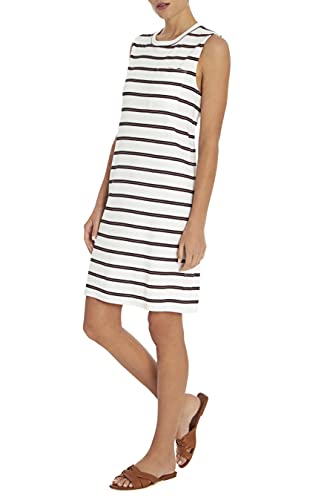 Three Dots Women's Long Weekend Tank Dress, Black Pristine Stripe, Small #TOP1