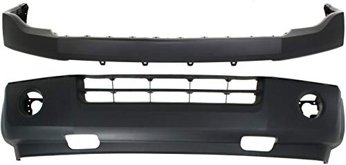 Evan Fischer Bumper Cover SET Compatible with 2007-2014 Ford Expedition Upper - Primed; Lower - Textured For Models With Wheel Opening Moldings Front, Upper and Lower FO1000631
