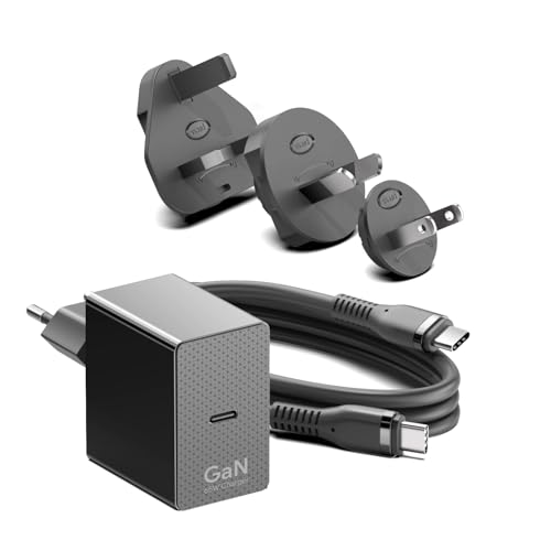 【Specifiche】Tensione in ingresso: 100-240V, Uscita: 20V-3.25A, 20V-2.25A, 15V-3A, 14.5V-2A, 9V-3A, 5V-3A, Dimensione del connettore: 65W (compatibile con 45W), Connettore: USB C Tipo C. HKY caricatore per laptop USB C da 65 W con un cavo USB C e quattro spine sostituibili per Australia, Europa, Nord America e Regno Unito, Ricarica i tuoi dispositivi USB preferiti ovunque e in qualsiasi momento, tra cui laptop e qualsiasi dispositivo USB di Apple (MACBOOK, iPad, IPHONE, IWHACH, IPOD), Samsung (Galaxy, Tab, Buds, Watch), Google (Pixel 9, Chromebook), HP, Dell, Asus, Acer e Qualsiasi dispositivo USB