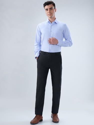 Image of Park Avenue Men Modern Slim Fit Solid Pattern Cotton Polyester Blend Semicutaway Collar Full Sleeve Formal Shirt