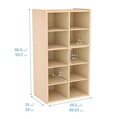 Ecr4Kids Streamline 10 Cubby Tray Storage Cabinet, 5X2, Classroom Furniture, Natural #TOP1