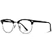 Vintage Inspired Blue Light Blocking Glasses Classic Half Frame Horn Rimmed Clear Lens (Black Silver, 52)