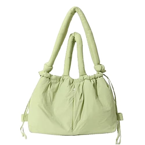 LESCATO Nova bolsa feminina acolchoada macia e leve bolsa feminina grande e inchada bolsa de ombro, Verde claro