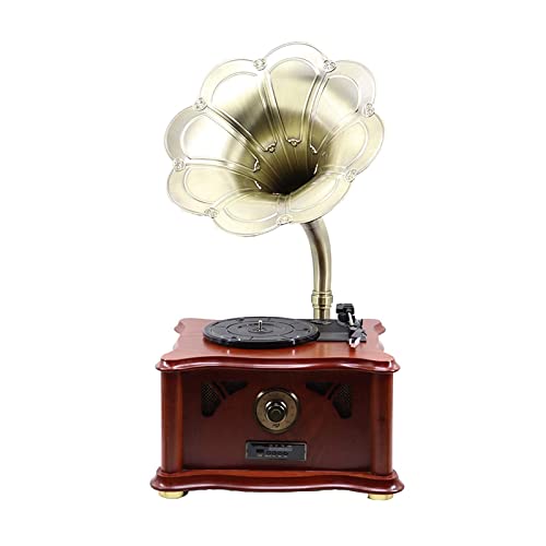 Tourne-disque phonographe rétro phonographe trompette antique en bois massif européen salon (phonographe) - Les Beatles, Paul McCartney, John Lennon, RIngo Starr, George Harrison Tourne-disque phonographe rétro phonographe trompette antique en bois massif européen salon (phonographe)