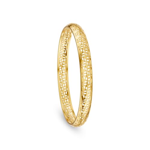 Image of KISNA 9KT Florie Gold Bangle For Women | BIS Hallmarked Yellow Gold Bangle | Lightweight Daily Wear Gold Jewellery | Gift for Wife, Mother & Sister | S 2.4 Anna