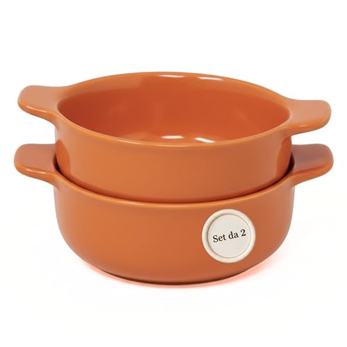 Wald Casseruola monoporzione Ø 15 cm ceramica – set 2 pezzi, pentola forno, teglia piccola, pirofila porzione singola per cucina, tavola e servizio (Aragosta)