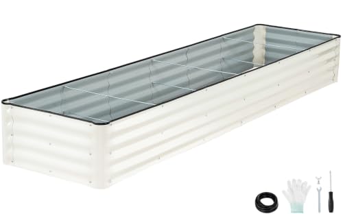IGOHEALS 8x2x1 Ft Galvanized Raised Garden Bed (White)