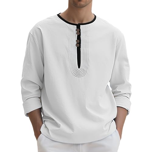T-shirt d'été Henley en coton et lin pour rester au frais sans transpirer