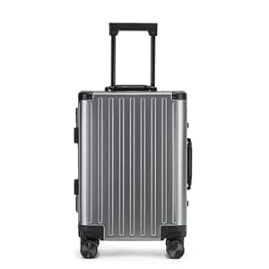 YYW Komplett aus Aluminium Magnesium gefertigtes Handgepäck flugzeugtauglicher Leichter Koffer mit TSA Schloss und geräuscharmen Rollen ideal für Geschäftsreisen (Pistolentgrau, S)