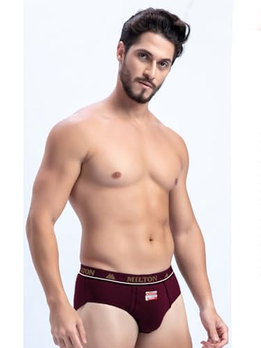 Image of Milton Mens Cotton Solid Outer Elastic Brief | Premium Soft Cotton Underwear | Breathable & Skin-Friendly Briefs with Comfort Fit Waistband | Pack of 1, Color May Vary as per Availability