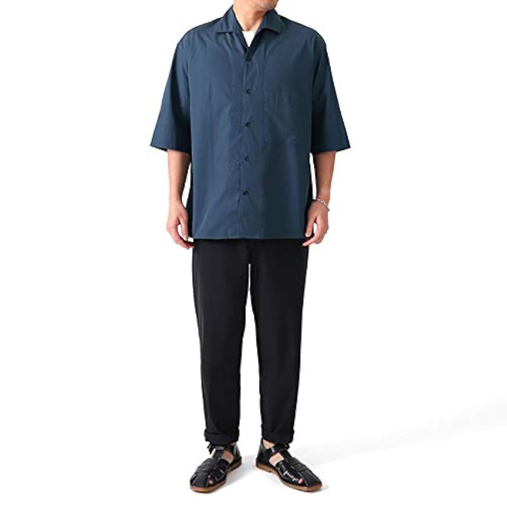Lemaire Open collar shirt 開襟シャツ　ネイビー 20aw ファッション Lemaire Open collar shirt 開襟シャツ ネイビー
