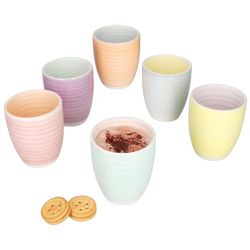 MamboCat Pastello 6er Set Kaffeebecher ohne Henkel I 330 ml I Bunte...