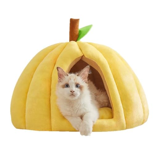 YDHOITE 冬の猫小屋 猫のベッド | 暖かいのペットベッド | 小型犬や猫のための快適なスリーピングマット | 防寒ソフトケージ | 暖かい休憩所 (イエロー,S)
