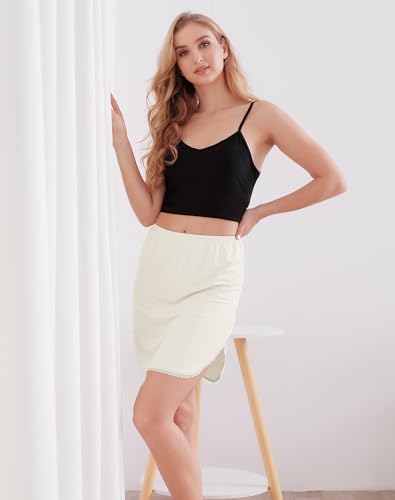 Image of Half Slips for Women Underskirt Short Mini Skirt with Floral Lace Trim
