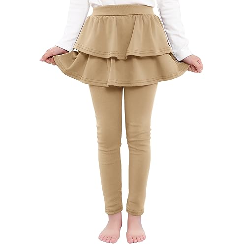 Image of BOOPH Little Girls Leggings with Ruffle Tutu Skirt Kids Uniform Pants | Footless Tights 4-14 Year