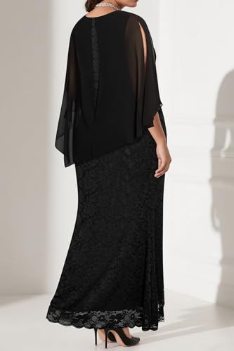 Pinup Fashion Formal Black Evening Prom Chiffon Cape Lace Mermaid Dress #TOP18