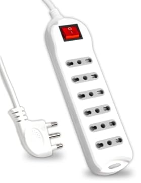 V-TAC Multipresa Elettrica 6 Posti con Interruttore e Cavo da 1,5 Metri - 6 Prese 10/16A Bipasso 2P+T - Con Spina 16A - Presa Elettrica per Casa, Ufficio, Negozio - Ciabatta - Colore Bianco