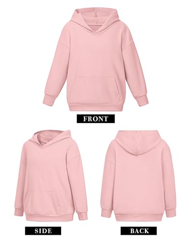 Girls Hoodies Kids Cute Hooded Sweatshirts Pullover Long Sleeve Tops 5-16 Y | Teen girls fall crewneck drop shoulder fleece pullover hoodie with kangaroo pocket, suits for school, lounge & outdoor — view 5