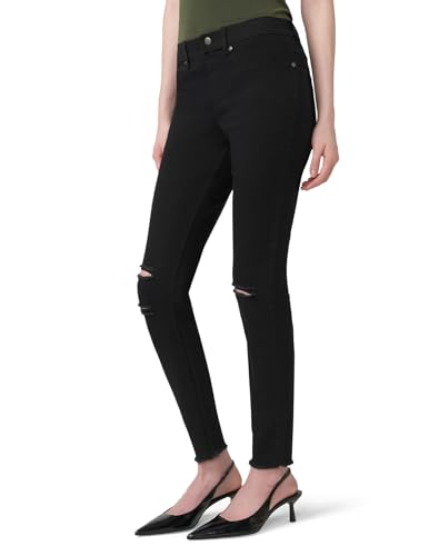 Hue Women's Ripped Knee Denim Leggings, Black, Large US