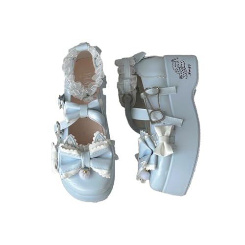 ZQW Japanese Kawaii Lolita Mary Jane Shoes for Women Y2K Cute Chunky Platform Shoes Comfort Dressy Cosplay JK Uniform Flats