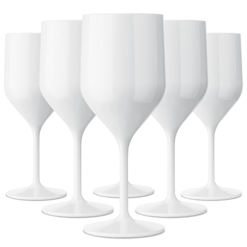 TUNDRA ICE INTERNATIONAL 6 Piezas Croisiere 25 Cl en Policarbonato (Plástico Rígido), Copas de Vino 100% Italian Design, Vasos Irrompibles, Reutilizables y Aptos para Lavavajillas, Blanco