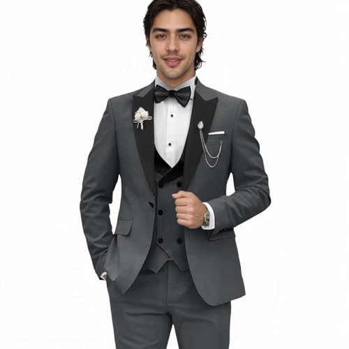 Men Suits 3 Piece Blazer Vest Pants Formal Wedding Groom Tuxedos Slim Fit Casual Prom Party Dress Suits2