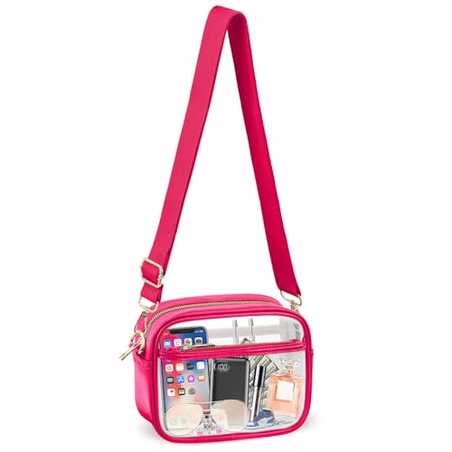 KETIEE Clear Crossbody Bag, Stadium Approved Clear Purse Bag for Concerts Sports Events Festivals G4-macaron-rose Pink
