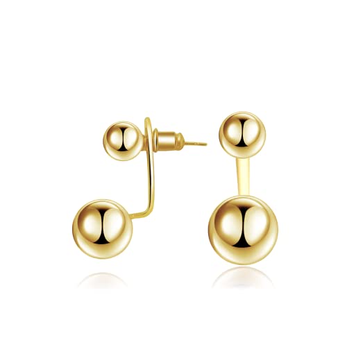 Double Ball Jacket Earrings for Women Girls Front Back 2 in 1 Stud Earrings Pearl Ball Earrings