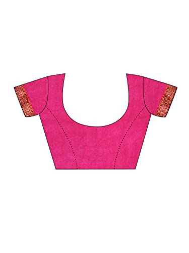 Image of SIRIL Women's Lace & Printed Chiffon Saree with Blouse(2206S937 Pink & Multi)